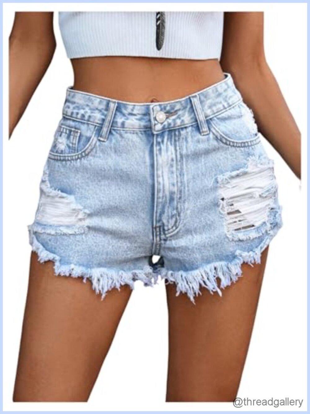 GORGLITTER Women's High Waist Ripped Denim Shorts Y2K Jean Shorts
